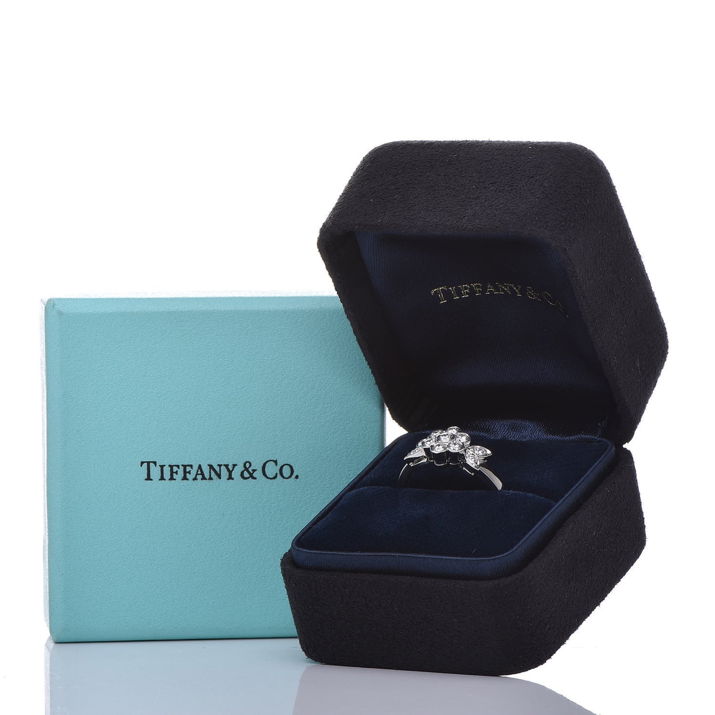 Platinum Diamond Blossom Flower Ring 48 4.5