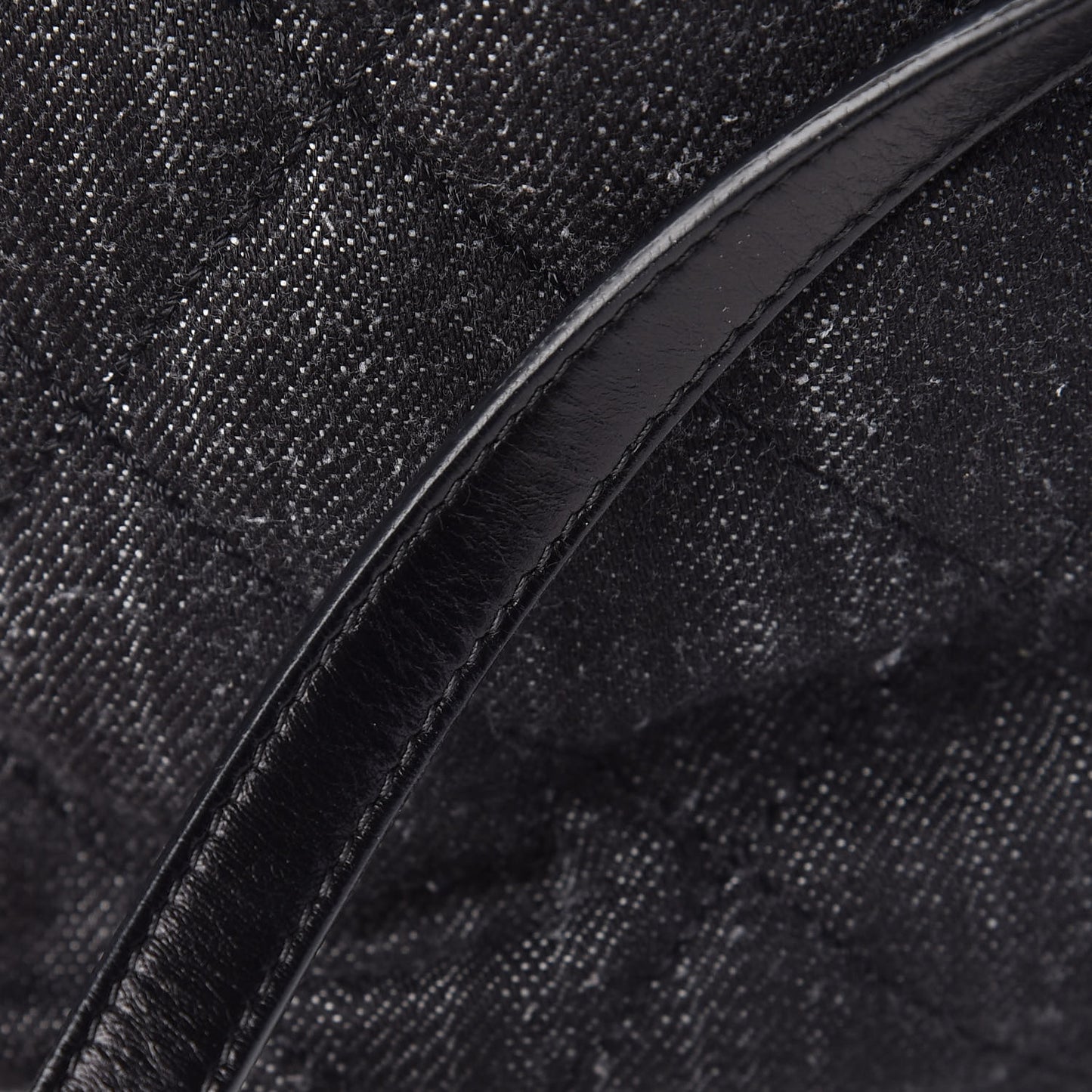 Denim Calfskin Quilted Backpack Dark Grey Black