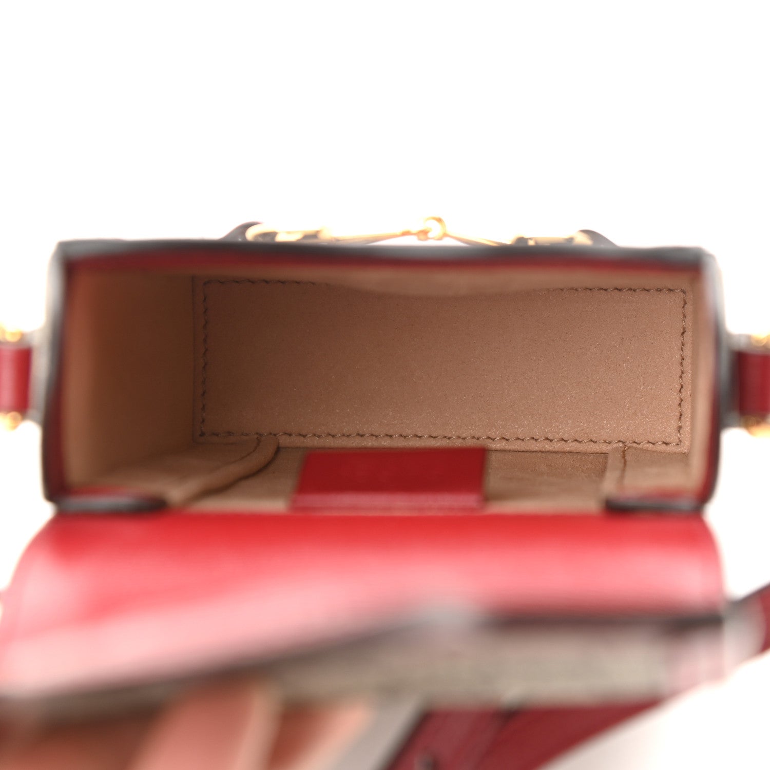Gucci GG Supreme Monogram Azalea Calfskin Horsebit 1955 Crossbody Bag Beige Ebony New Cherry Red 5 of 10