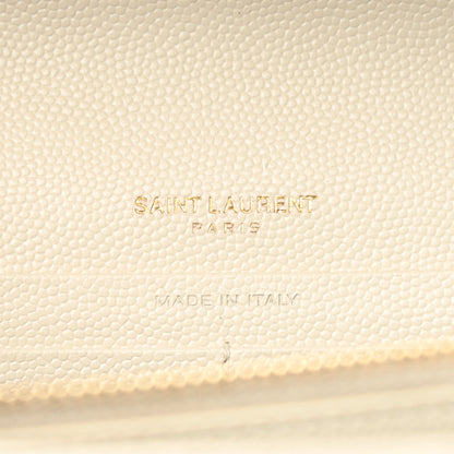 Saint Laurent Grain De Poudre Mixed Matelasse Triquilt Monogram Chain Wallet Crema Soft 7 of 8