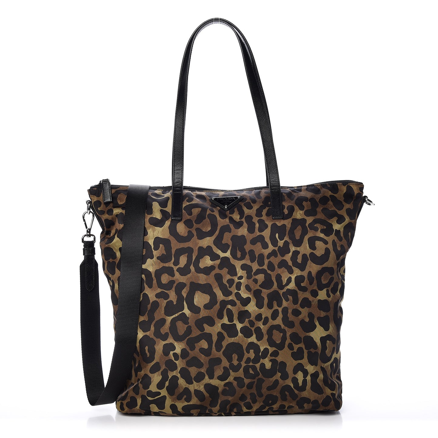 Tessuto Nylon Saffiano Leopard Print Tote Mimetico