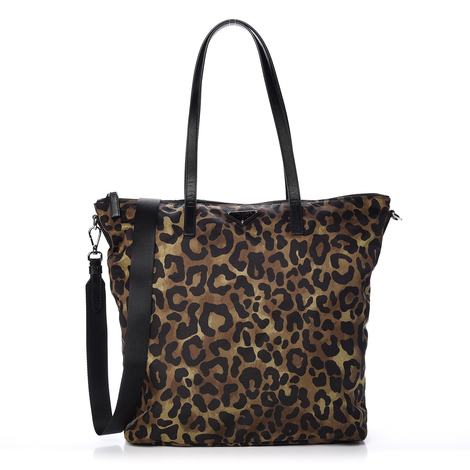 Prada Tessuto Nylon Saffiano Leopard Print Tote Mimetico 1 of 10