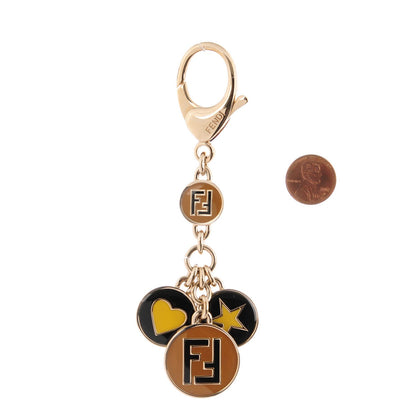 Fendi Enamel Star Heart Bag Charm Camel Black 2 of 4