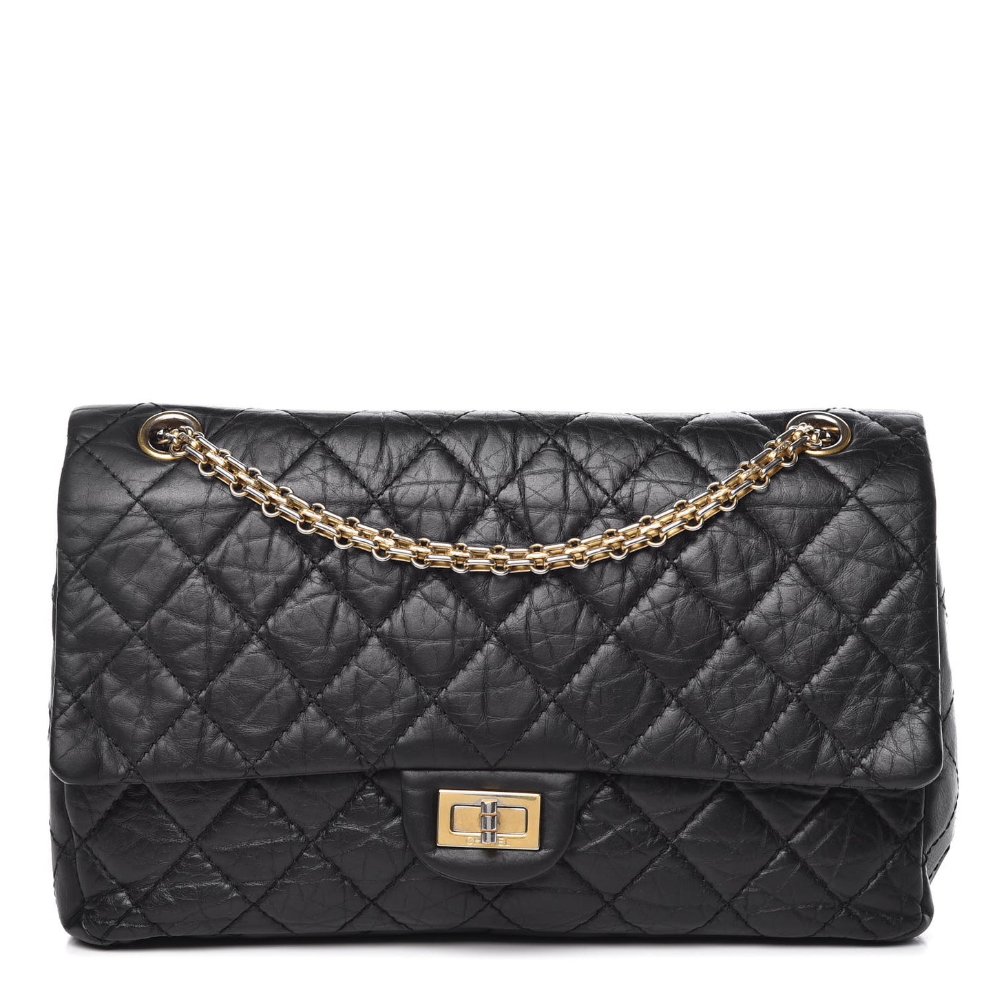 Aged Calfskin Quilted 2.55 Reissue 226 Flap Black