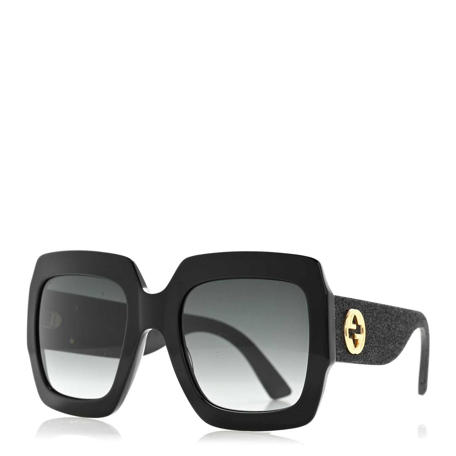 Gucci Square Frame Glitter GG0102S Sunglasses Black 1 of 9