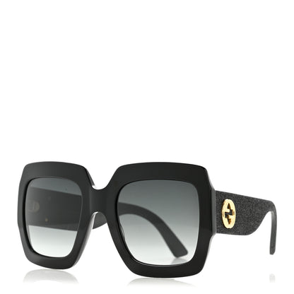 Gucci Square Frame Glitter GG0102S Sunglasses Black 1 of 9