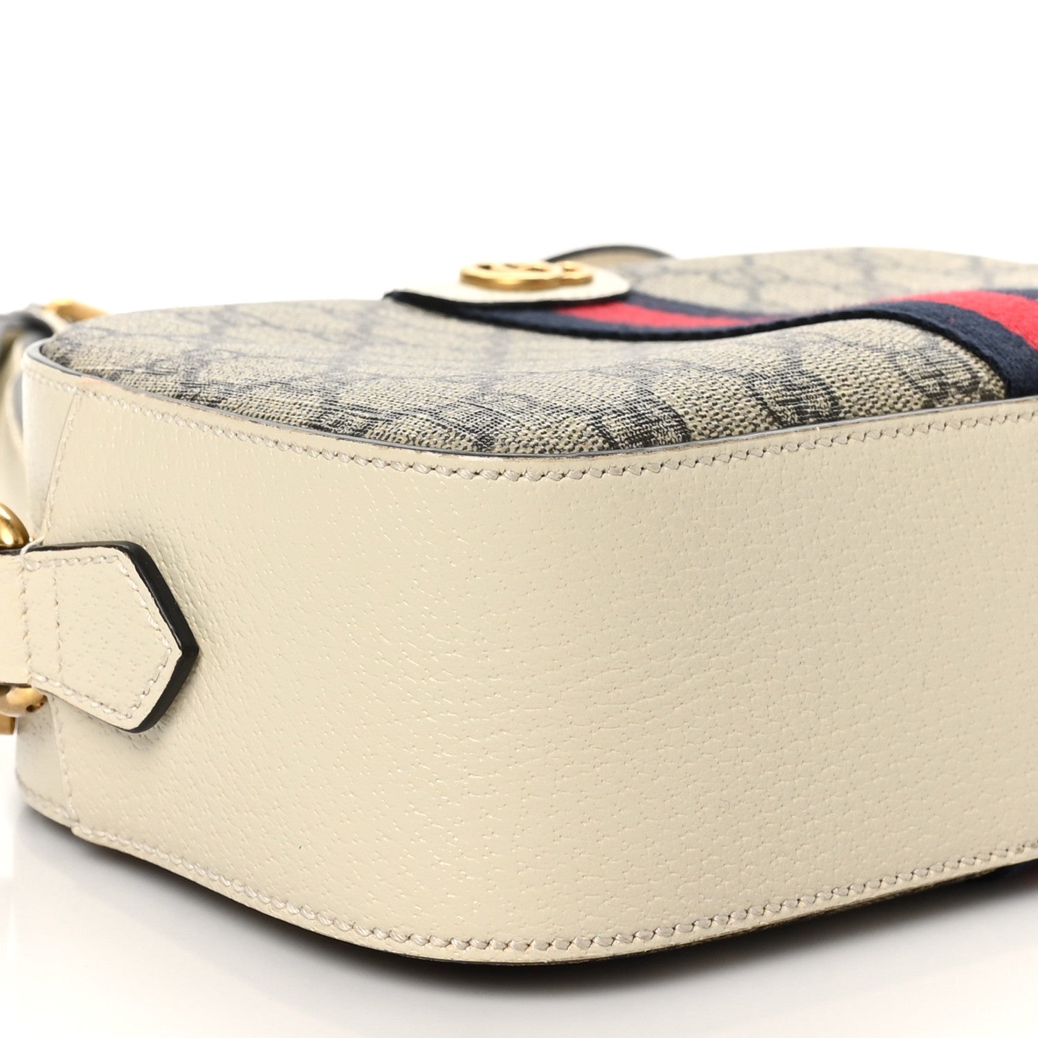 Gucci GG Supreme Monogram Textured Calfskin Web Small Ophidia Camera Bag Beige Ebony Mystic White 8 of 9