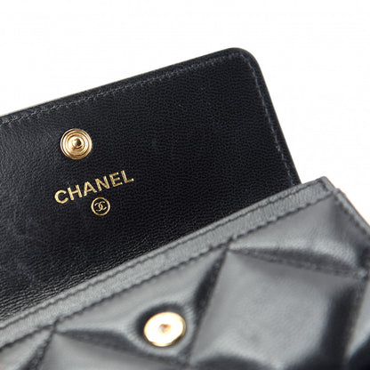 Chanel Shiny Goatskin Quilted Chanel 19 Flap Card Holder Black 6 of 9