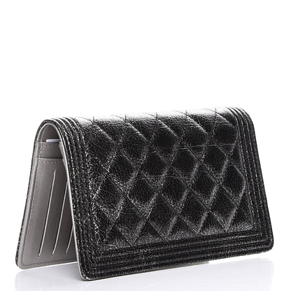 Chanel Metallic Calfskin Quilted Boy Yen Wallet Dark Silver 3 of 9