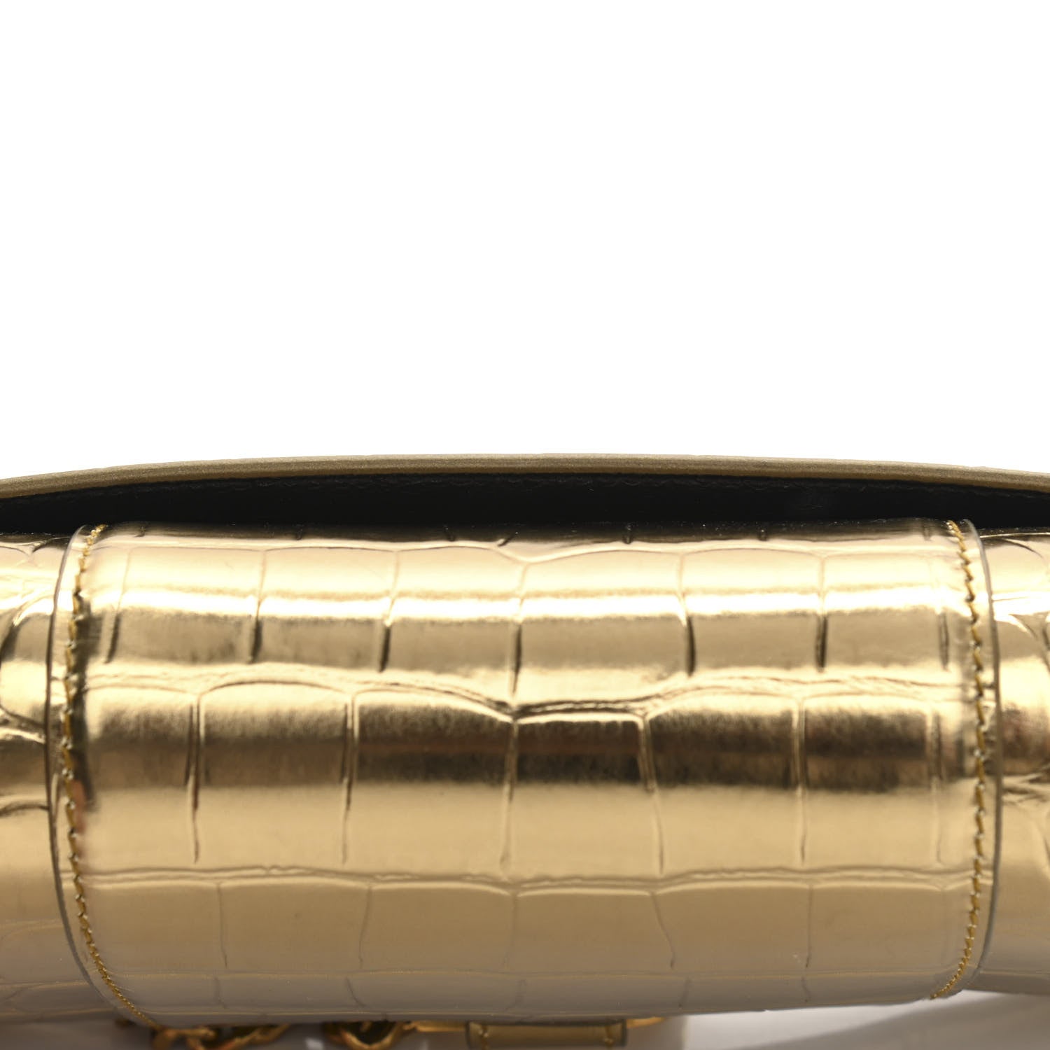 Balenciaga Metallic Calfskin Crocodile Embossed Hourglass Chain Bag Gold 12 of 12