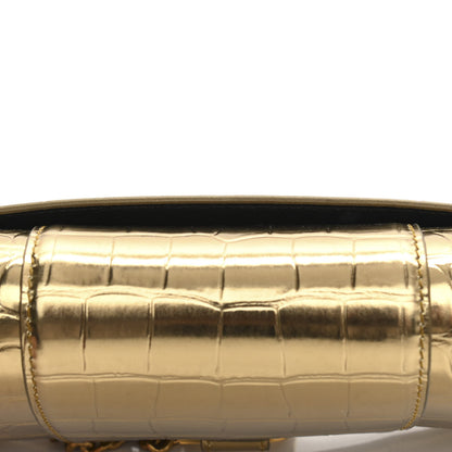 Balenciaga Metallic Calfskin Crocodile Embossed Hourglass Chain Bag Gold 12 of 12