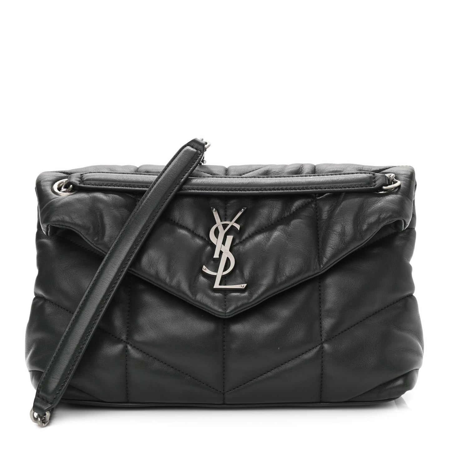 Lambskin Quilted Small Loulou Puffer Monogram Chain Satchel Concrete