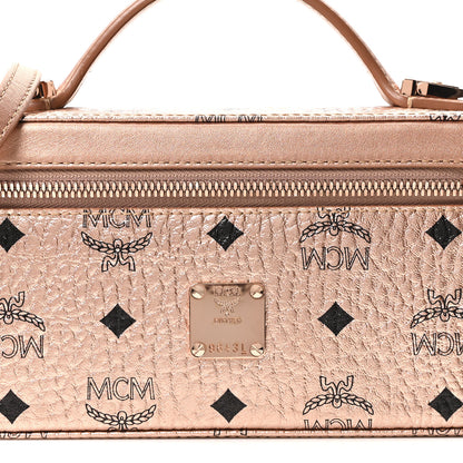 MCM Metallic Visetos Vanity Case Champagne Gold 7 of 9