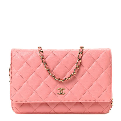 Chanel Caviar Quilted Wallet on Chain WOC Pink 1 of 10
