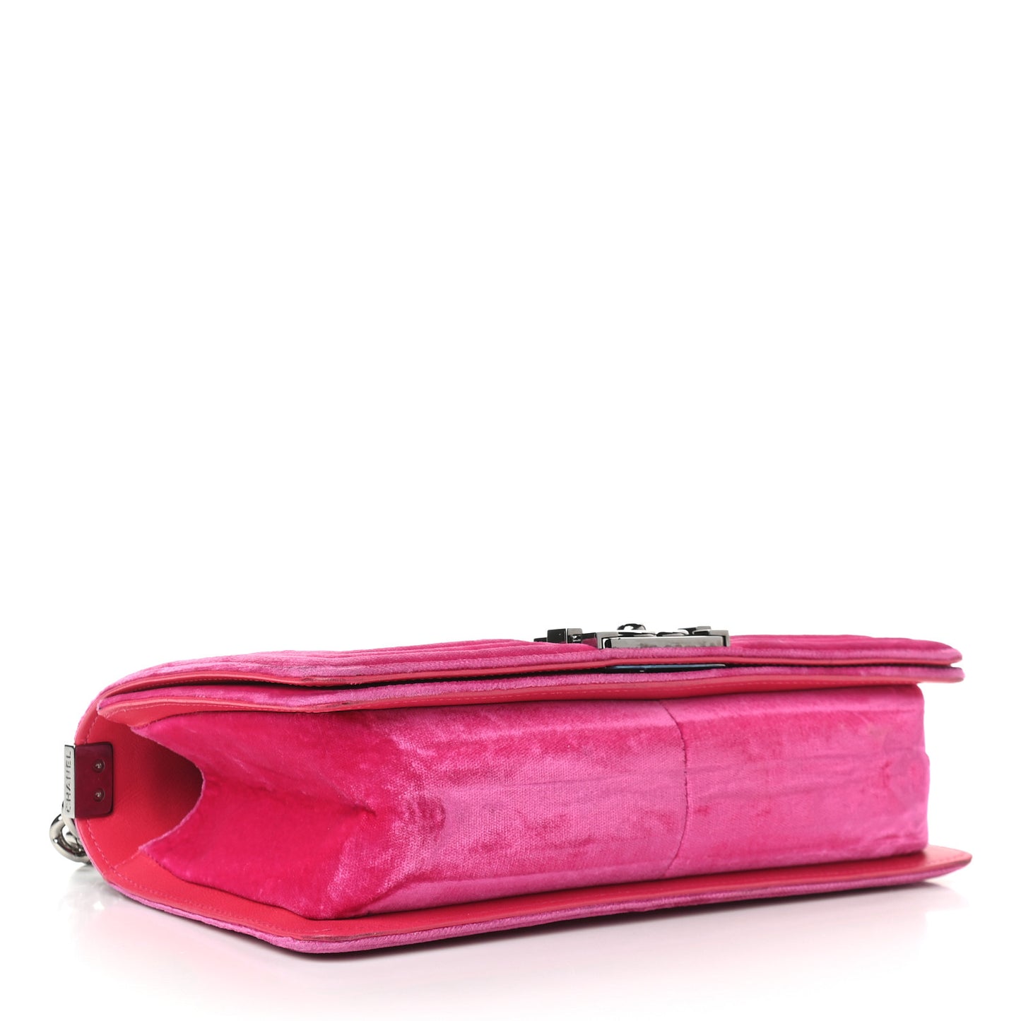 Velvet Quilted Medium Boy Flap Fuchsia