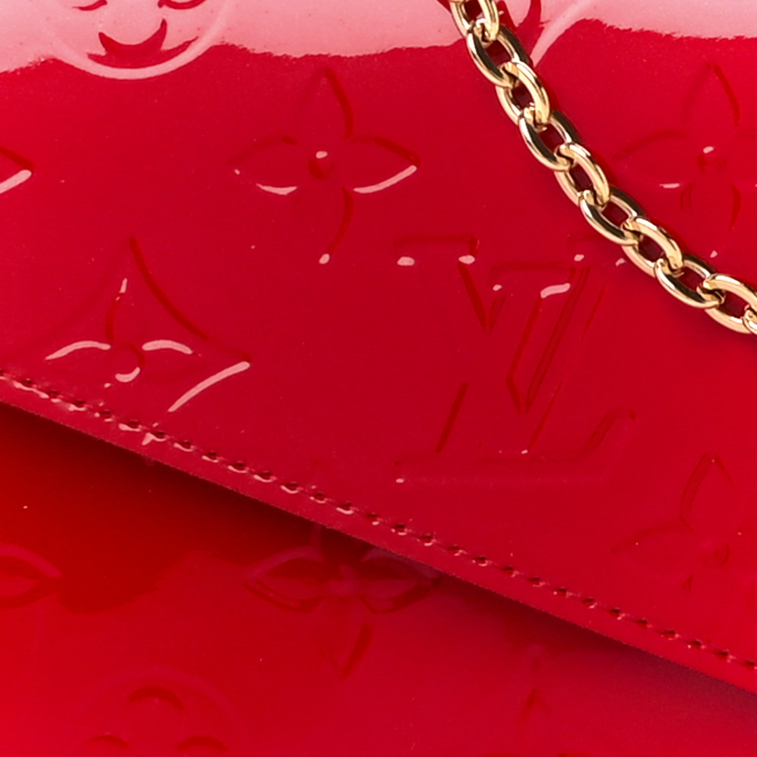 Louis Vuitton Vernis Felicie Pochette Chain Wallet Cherry 13 of 15