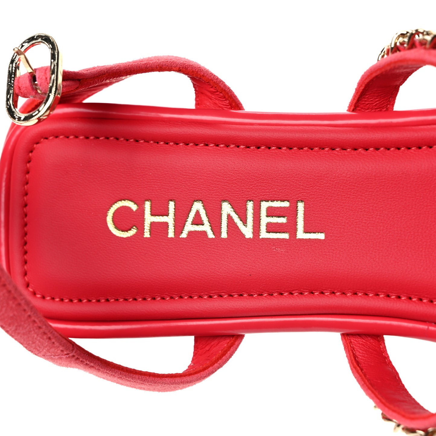 Suede Calfskin Chain Sandals 38 Fuchsia