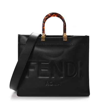 Fendi Vitello King Plexiglass Medium Fendi Sunshine Shopper Tote Black 1 of 10