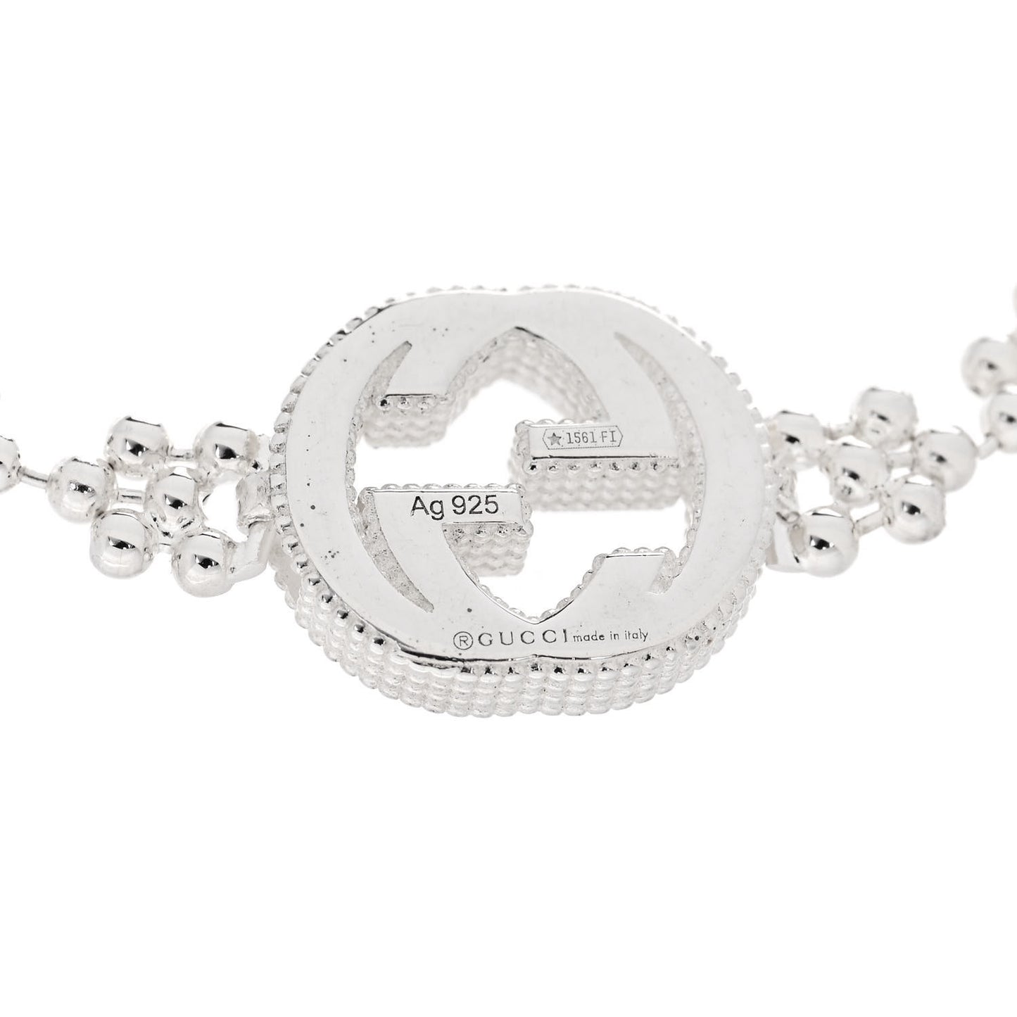 Sterling Silver Interlocking GG Beaded Flower Bracelet