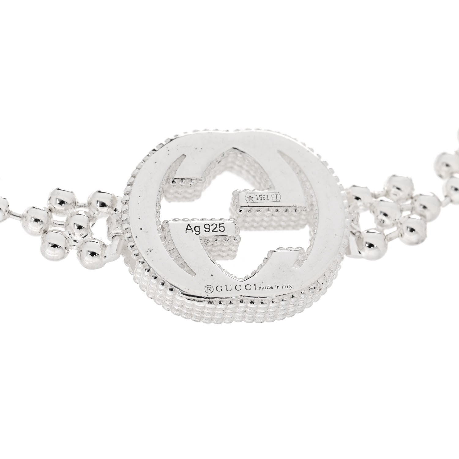 Gucci Sterling Silver Interlocking GG Beaded Flower Bracelet 3 of 4