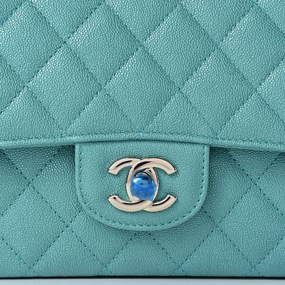 Chanel Iridescent Caviar Quilted Medium Double Flap Green 10 of 11