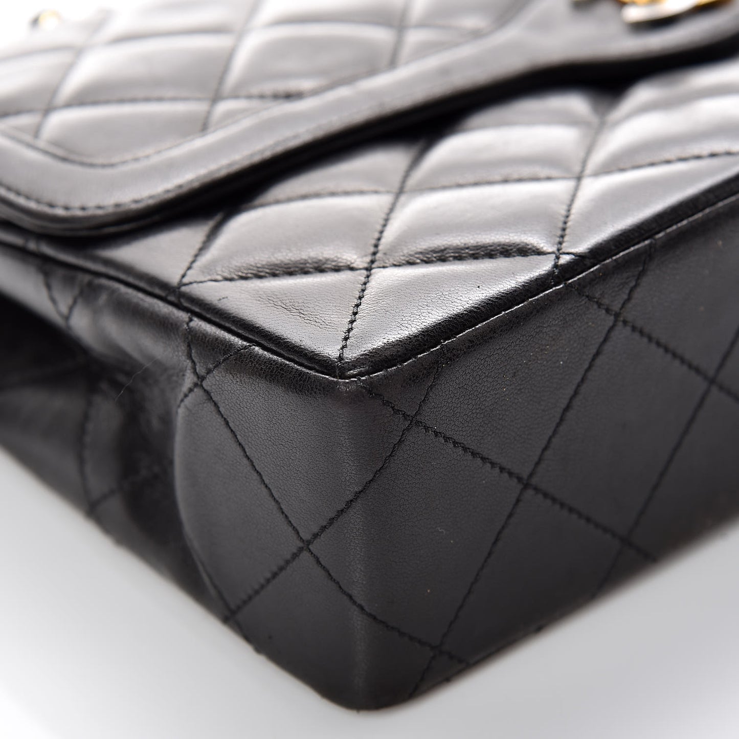 Lambskin Quilted Medium Double Flap Black