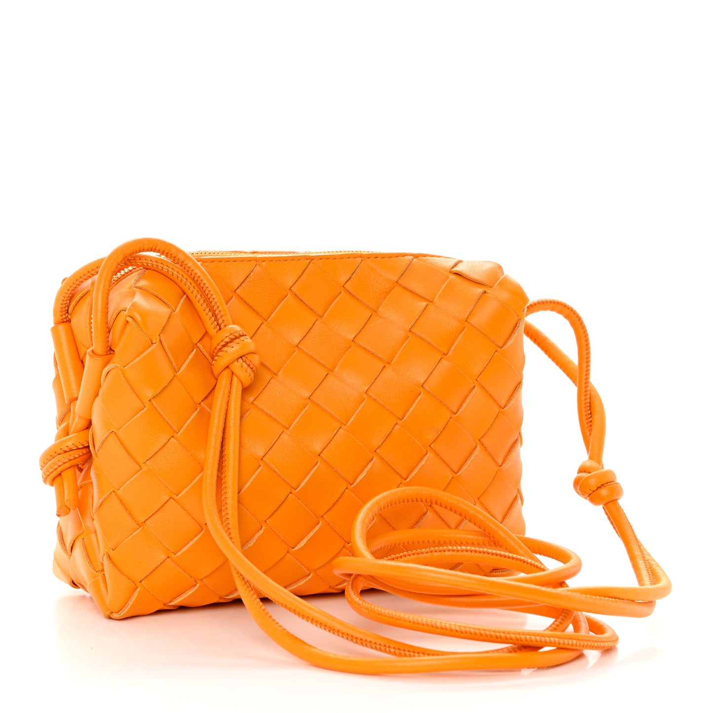 Nappa Intrecciato Small Loop Camera Bag Tangerine