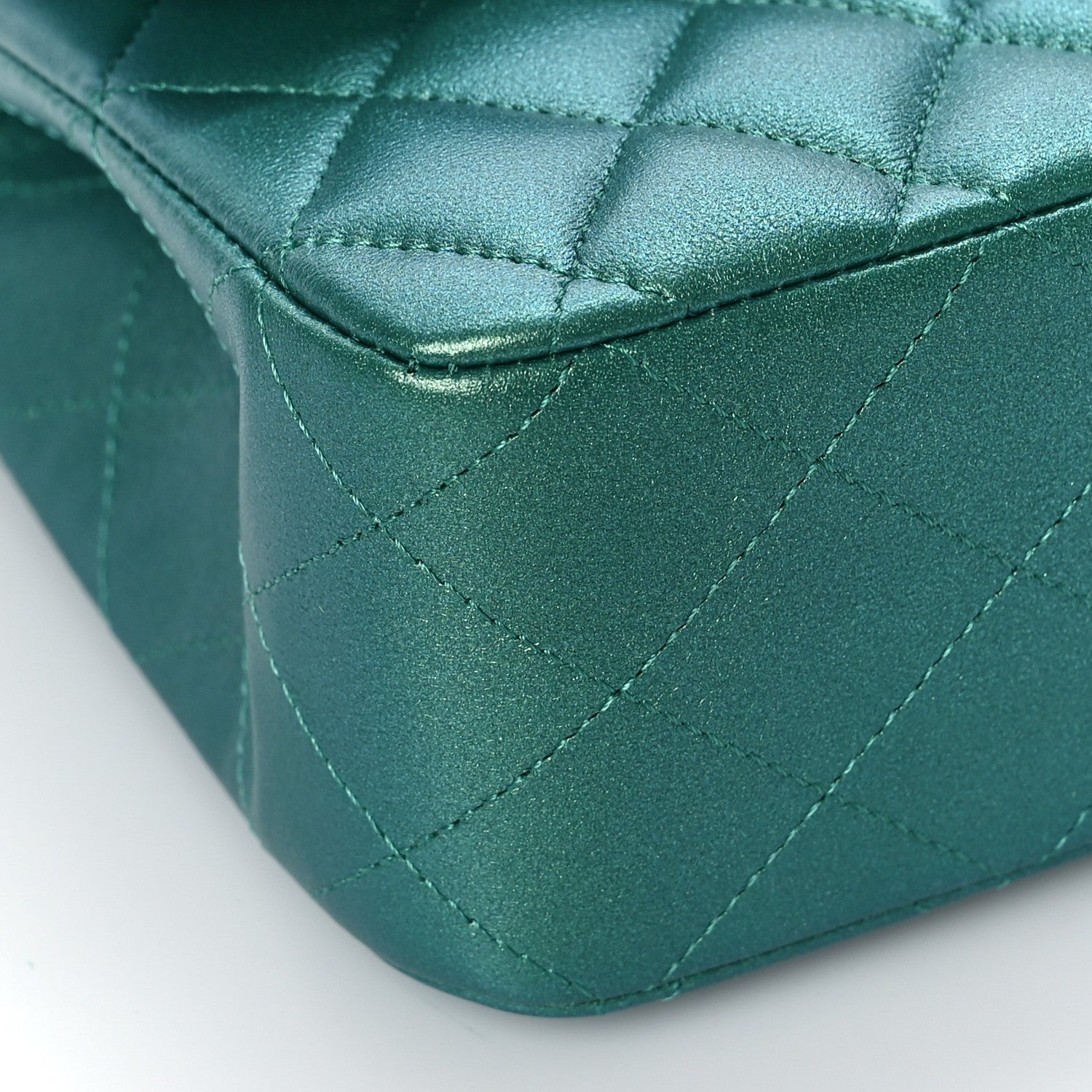 Chanel Iridescent Calfskin Quilted Medium Double Flap Green 8 of 10