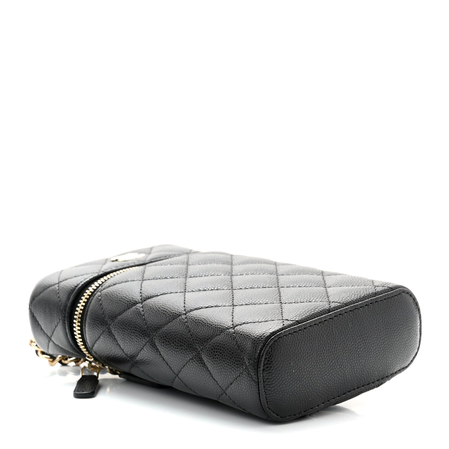 Caviar Quilted Phone Holder With Chain Black