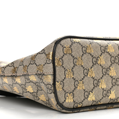 Gucci Soft GG Supreme Monogram Bees Small Crossbody Tote Beige Oro Black 9 of 11