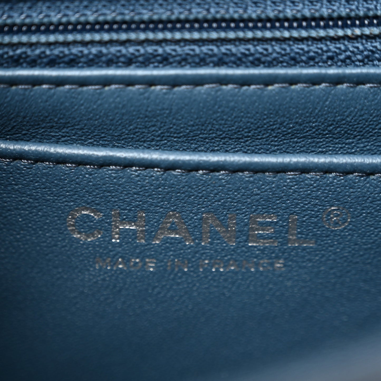 Caviar Quilted Mini Rectangular Flap Blue