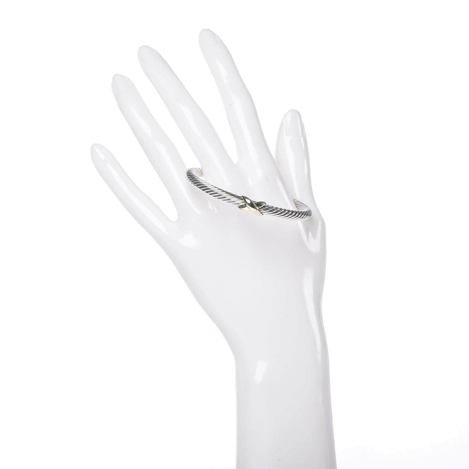 David Yurman Sterling Silver 14K Yellow Gold 5mm X Station Cable Bracelet 1 of 3