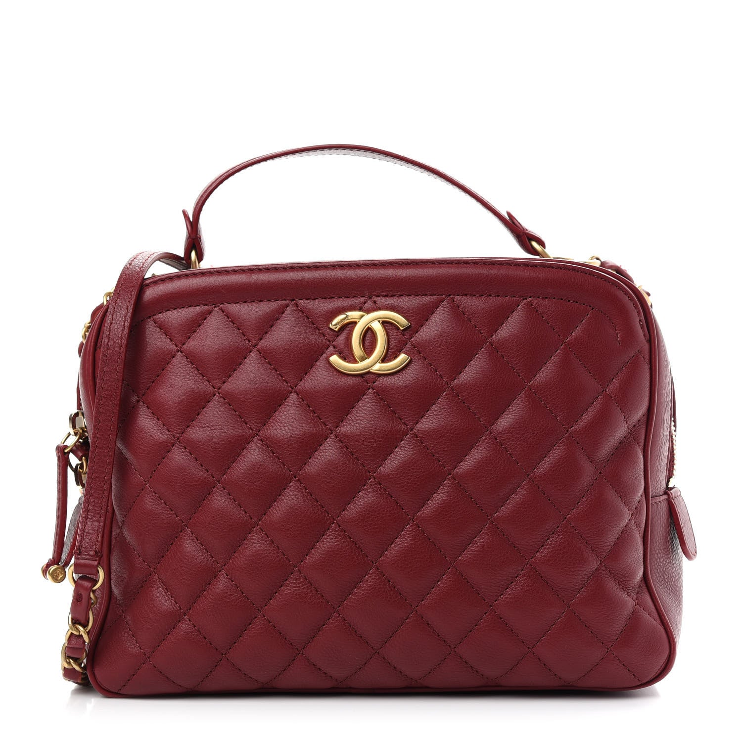 Chanel Calfskin Quilted CC Medium Vanity Case Dark Red 1 of 9