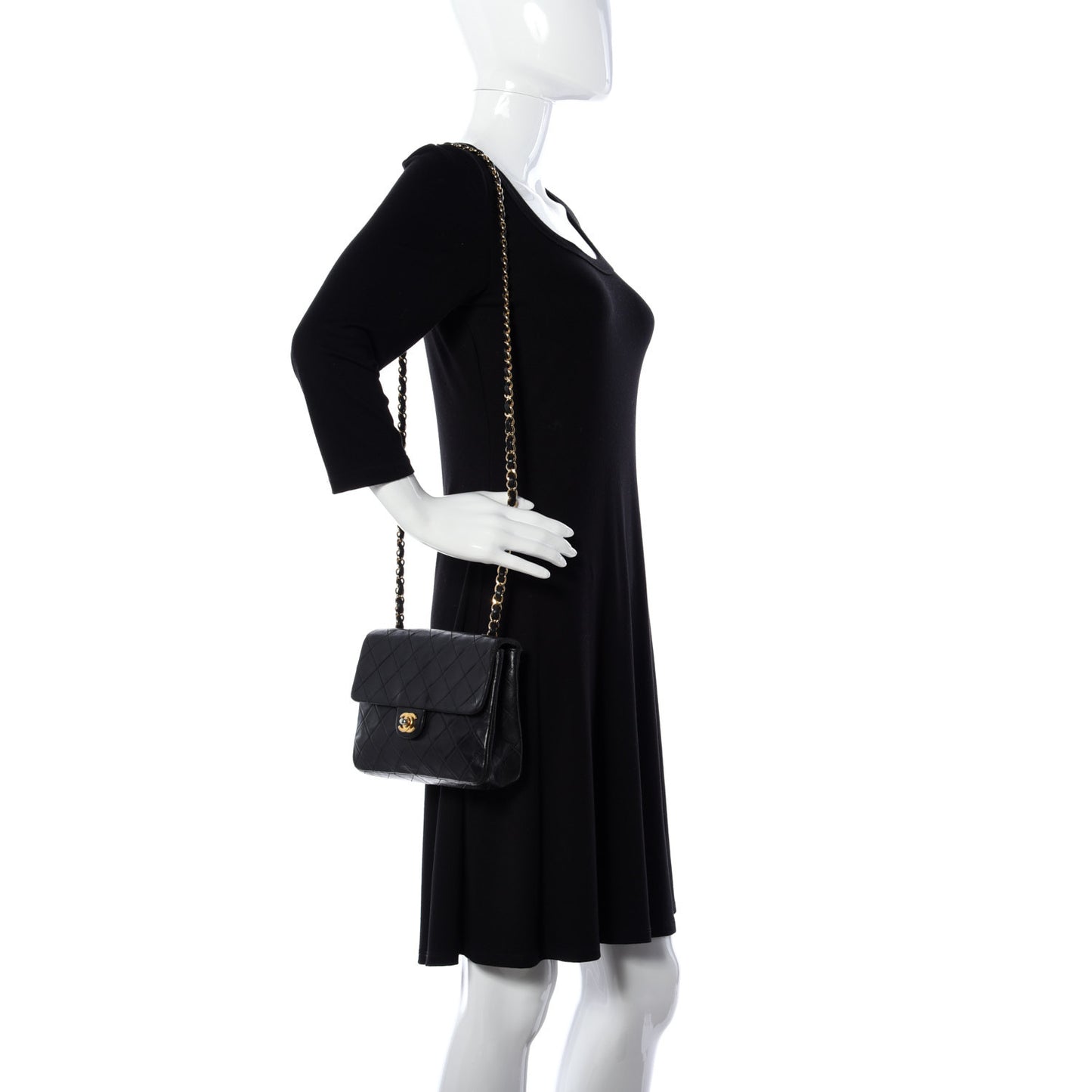 Lambskin Quilted Small Single Flap Black