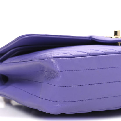 Chanel Lambskin Chevron Quilted Medium Double Flap Purple 9 of 10