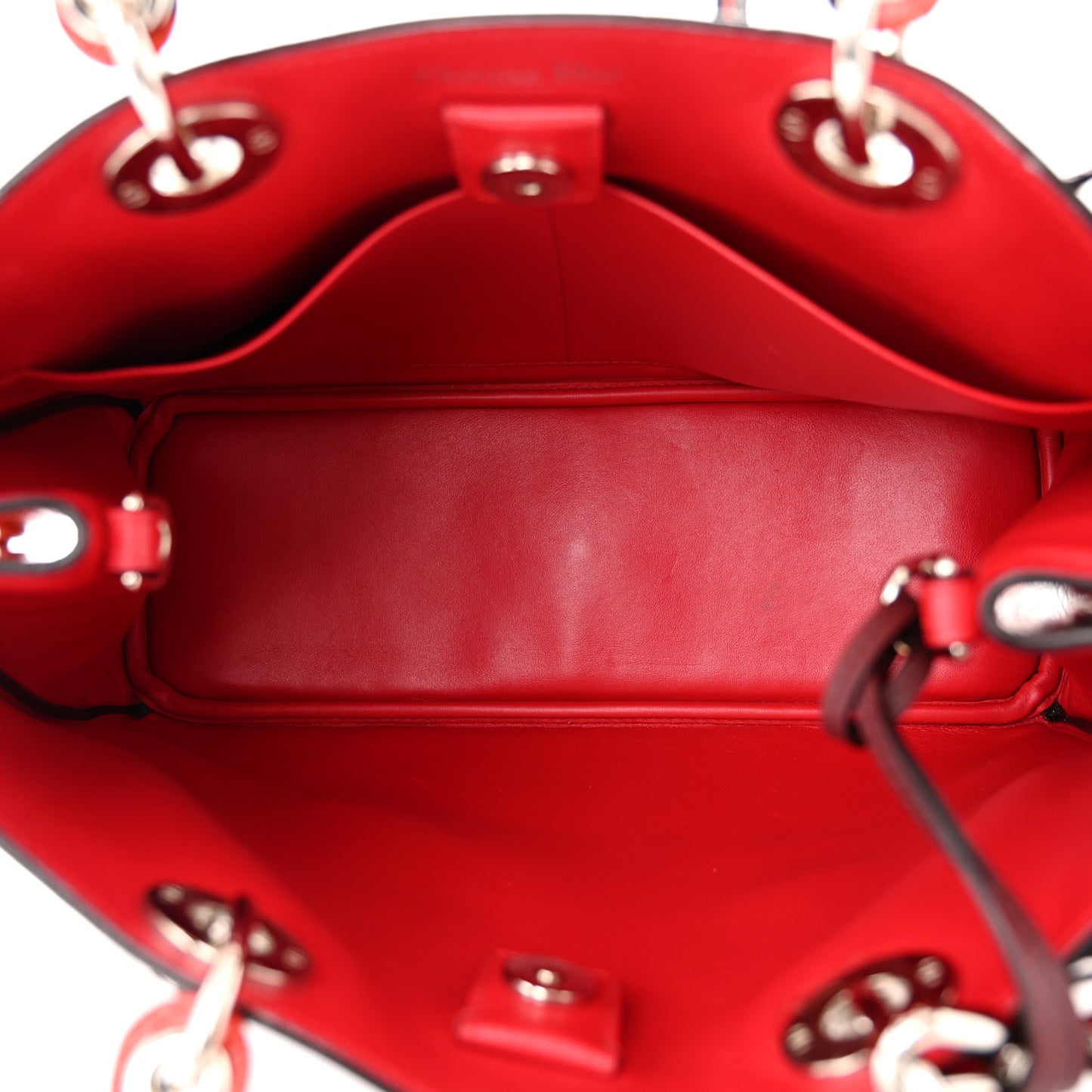 Calfskin Snakeskin Medium Diorissimo Tote Burgundy Red