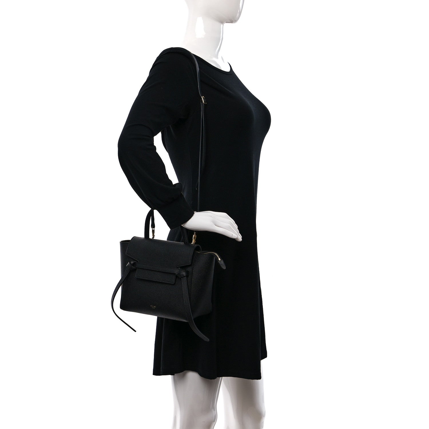 Celine Grained Calfskin Nano Belt Bag Black 2 of 9