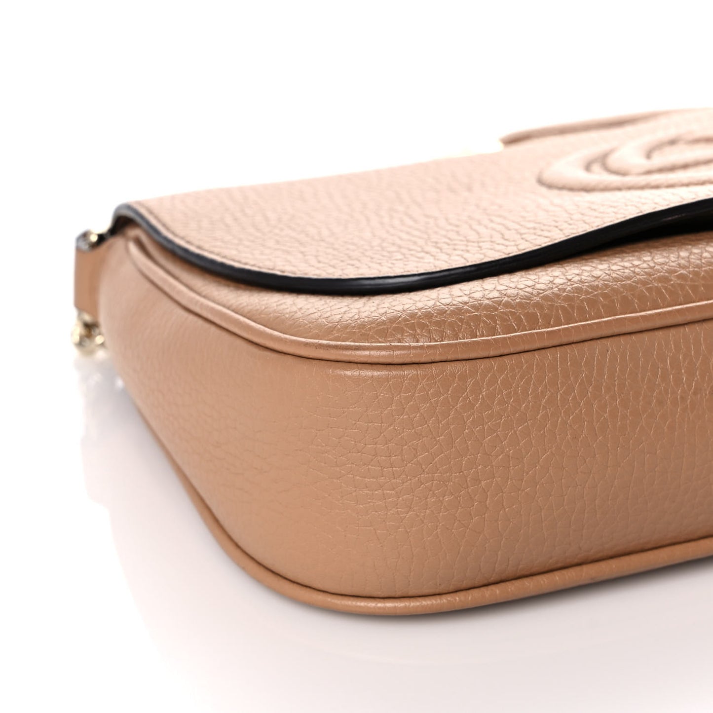 Pebbled Calfskin Medium Soho Flap Crossbody Camelia