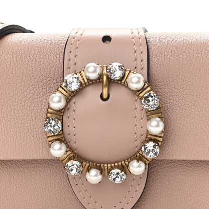 Miu Miu Goatskin Madras Soft Calfskin Crystal Pearl Embellished Shoulder Bag Orchidea 7 of 9