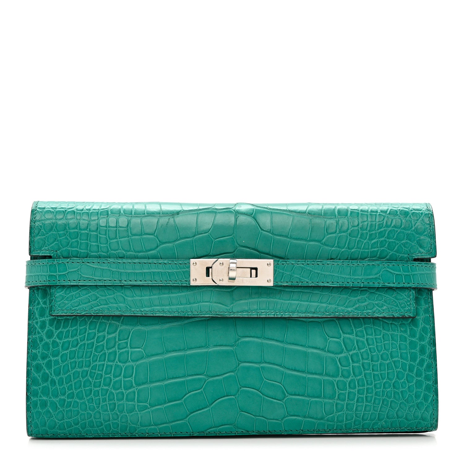 Hermes Matte Alligator Kelly Longue Wallet Bleu Paon 1 of 8