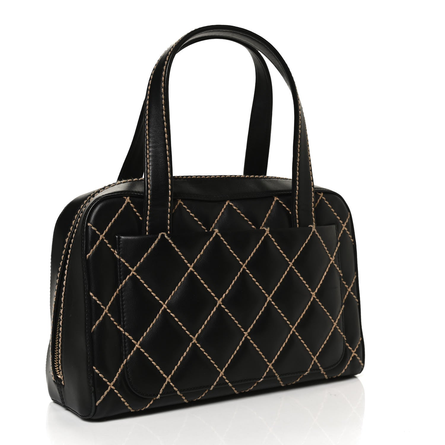 Chanel Calfskin Contrast Stitch Surpique Bowler Black 2 of 10