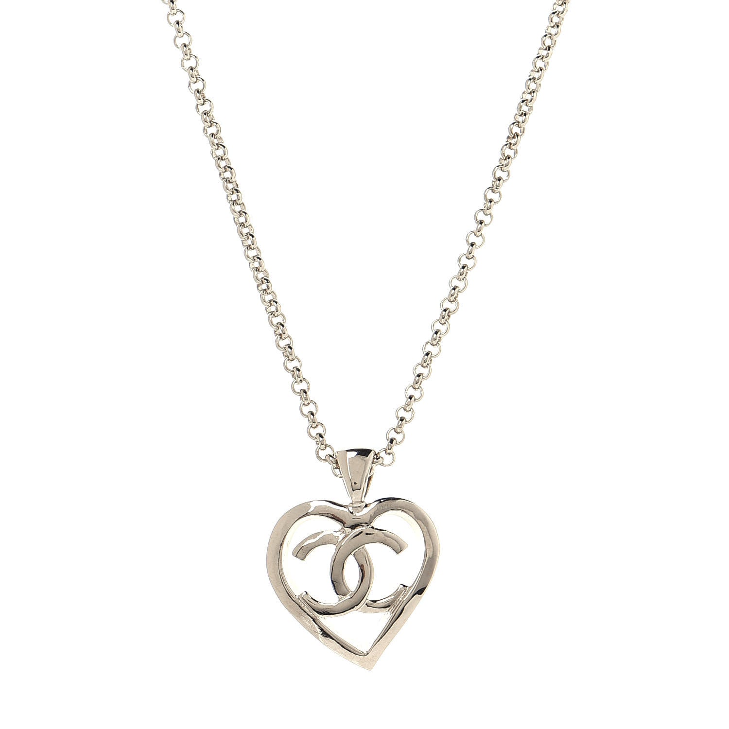 Chanel CC Heart Chain Pendant Necklace Gold 4 of 7