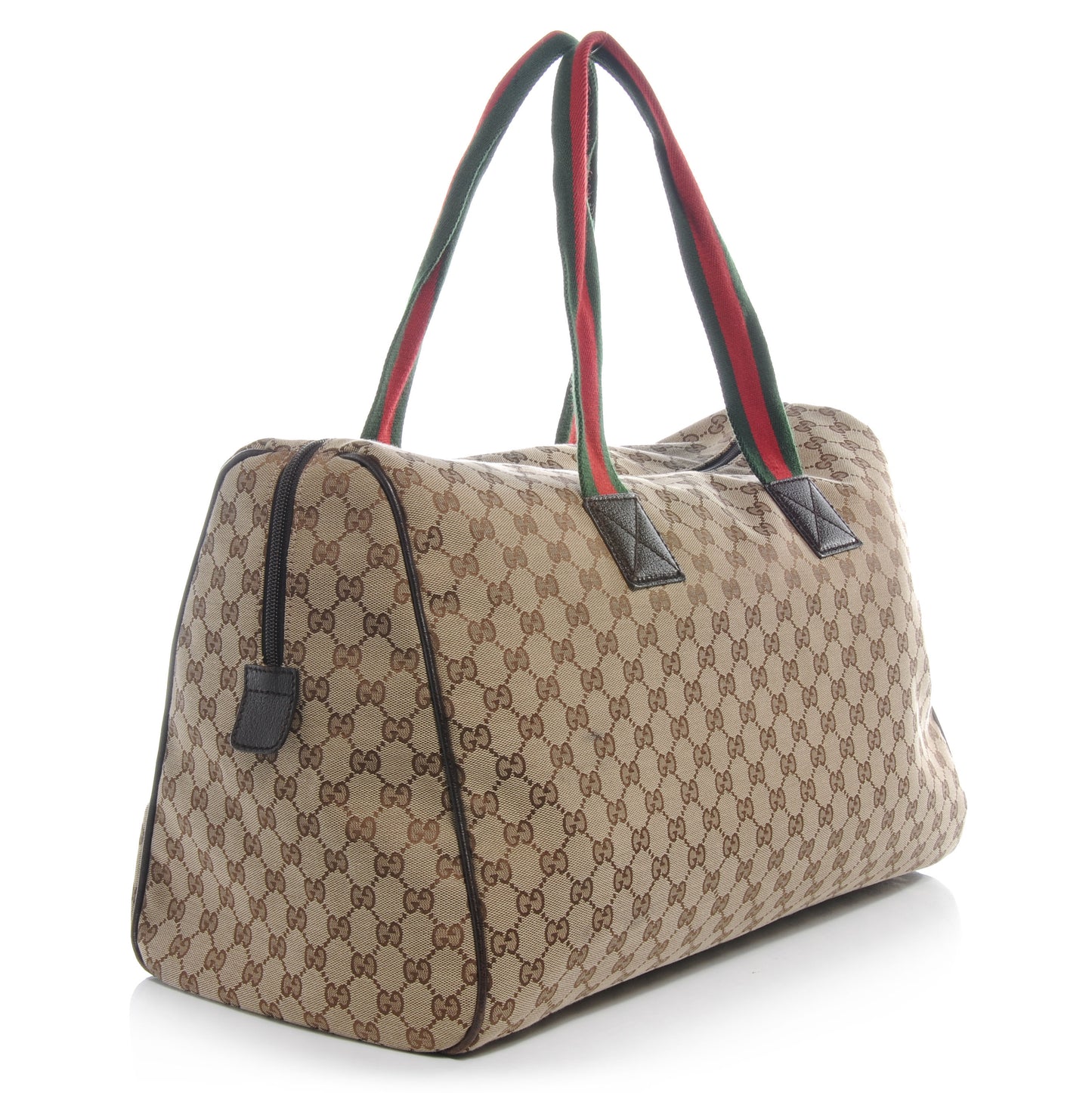 GG Monogram Web Large Collapsible Carry On Duffle Beige Brown