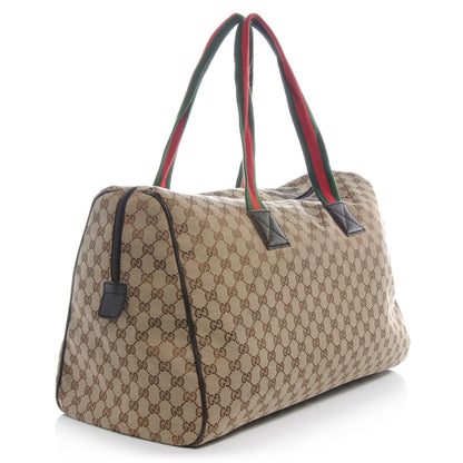 Gucci GG Monogram Web Large Collapsible Carry On Duffle Beige Brown 3 of 7