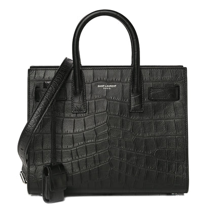 Saint Laurent Calfskin Crocodile Embossed Nano Sac De Jour Black 1 of 10