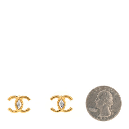 Chanel Crystal Studded CC Earrings Gold 2 of 4