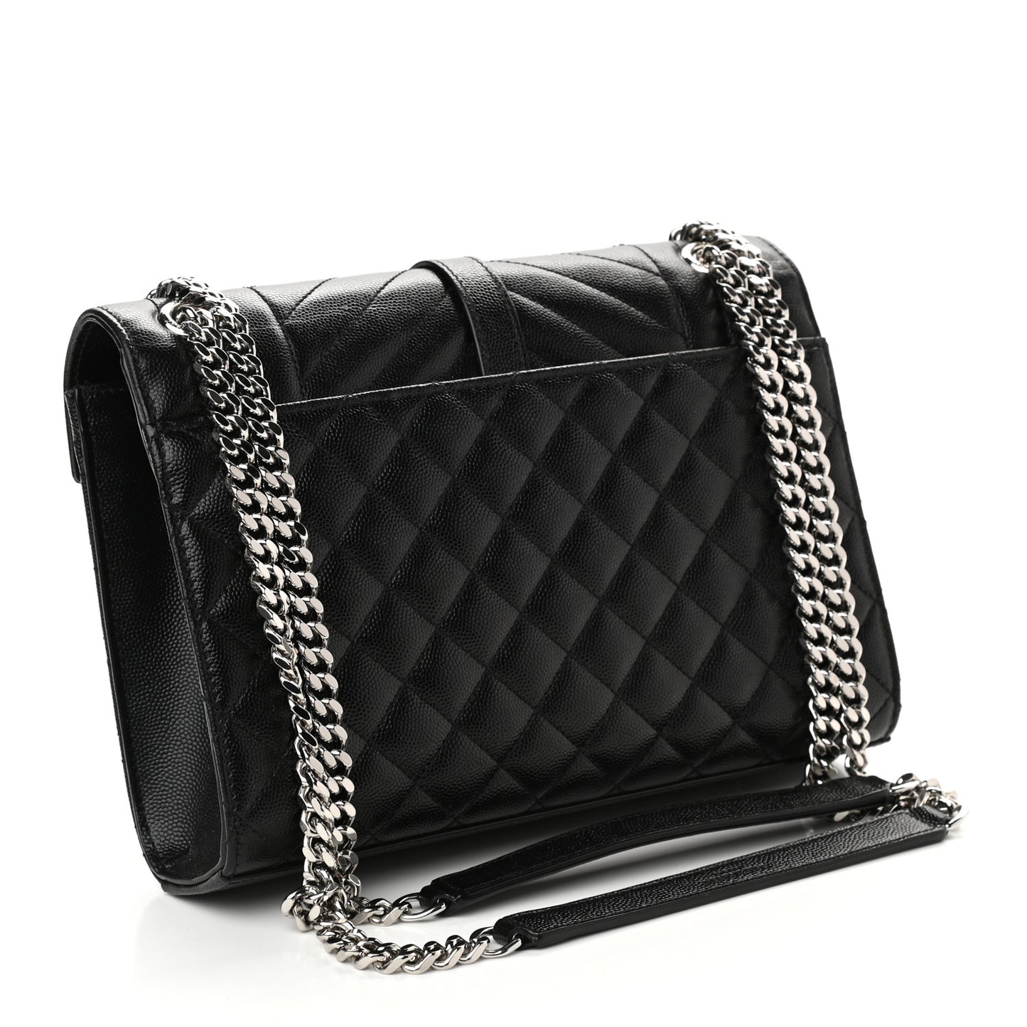 Grain De Poudre Textured Mixed Matelasse Triquilt Medium Monogram Satchel Black