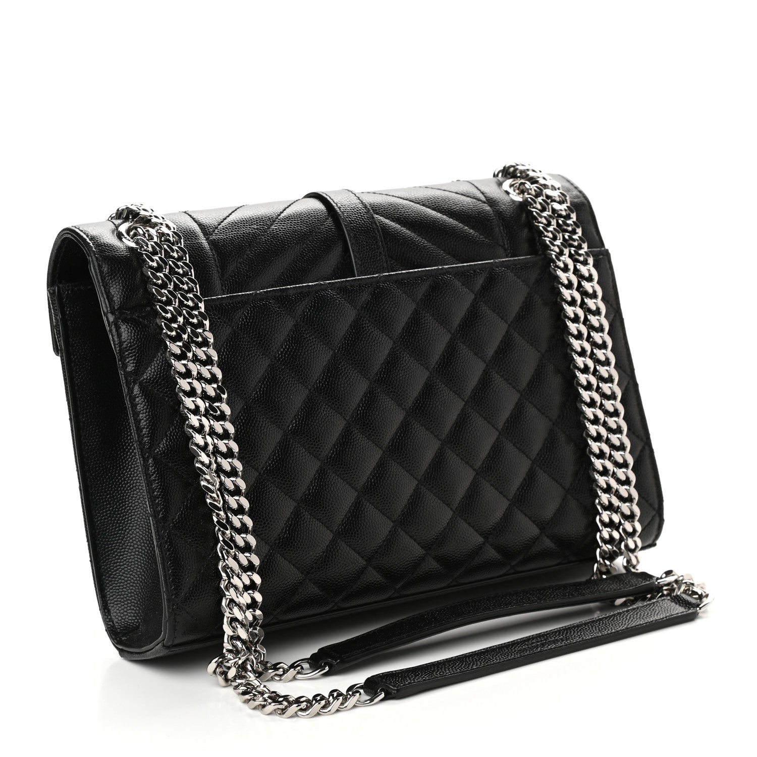 Saint Laurent Grain De Poudre Textured Mixed Matelasse Triquilt Medium Monogram Satchel Black 2 of 7
