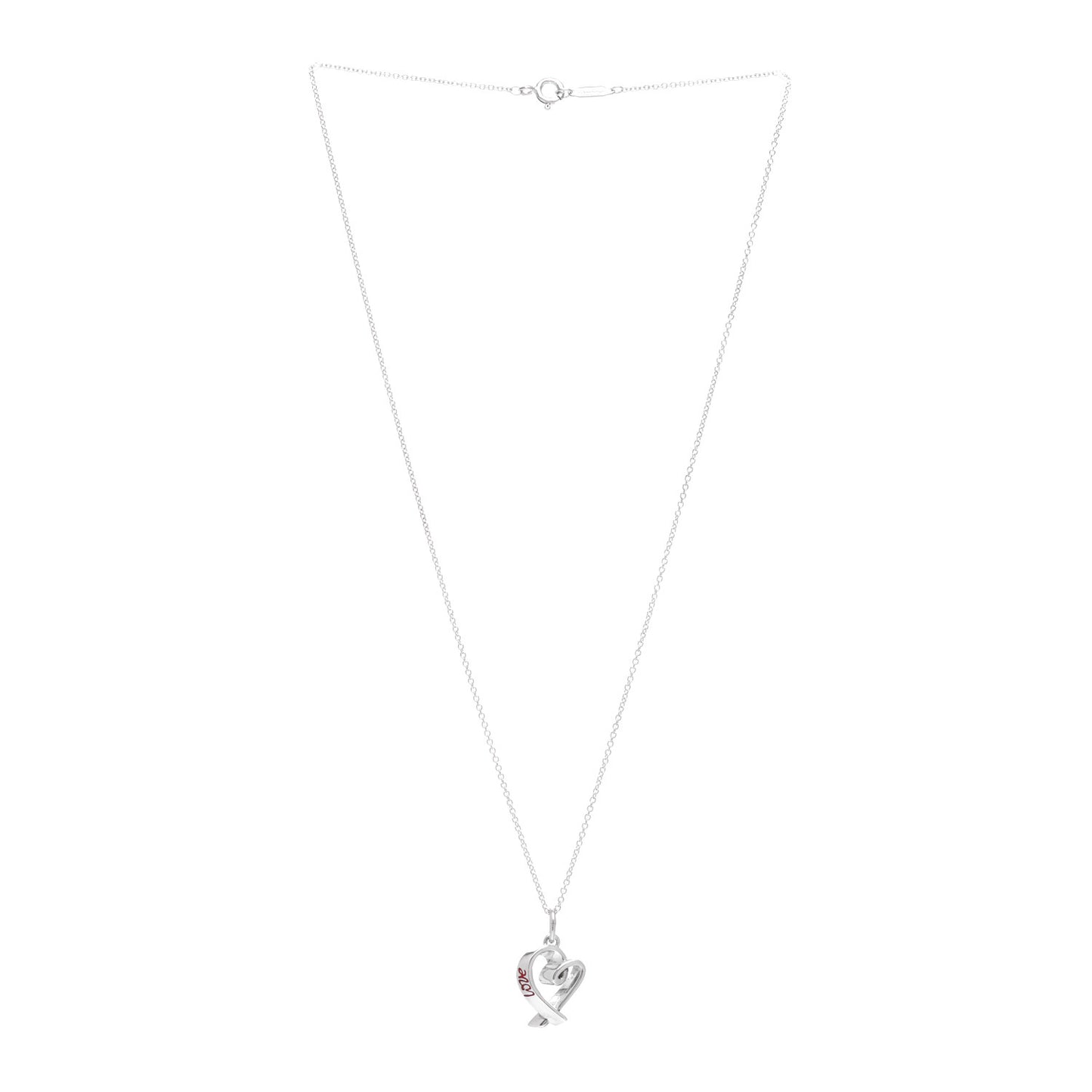 Sterling Silver Enamel Paloma Picasso Love Loving Heart Pendant Necklace Red