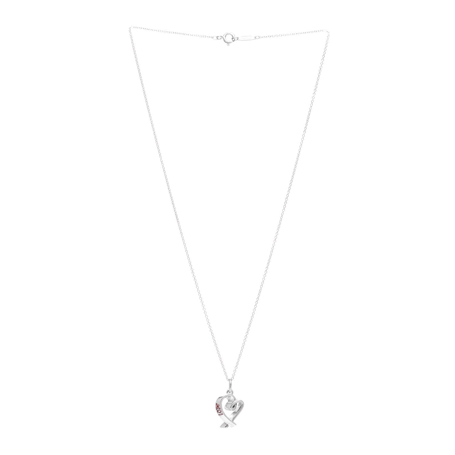 Tiffany Sterling Silver Enamel Paloma Picasso Love Loving Heart Pendant Necklace Red 3 of 4